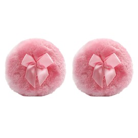 Minkissy Gentle Cotton Powder Puff Large Fluffy Makeup Pads Ideal for Body Face Cute Bowknot Design 2 Pack