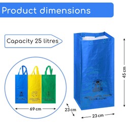 Compact and Economical Recycling Bins – Includes Storage Bag for Plastic Bags – Ideal Recycling Bin 3 Compartments, Recycling Bags for Small Spaces