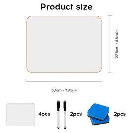 bssmmai 4 Pack Mini Dry Erase White Board, Dry Erase Mini Whiteboard A4, 22.5 x 30 cm Double Sided Whiteboard, Durable Portable White Boards for Students Classroom Home and Office