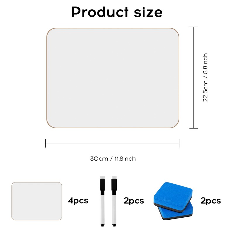 bssmmai 4 Pack Mini Dry Erase White Board, Dry Erase