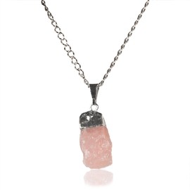 British Fossils Rose Quartz Pendant Necklace | Silver Plated | Handcrafted Gemstone Jewellery | Giftstones Collection