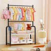 ZHKINGGS Kids Clothing Rack with 2-Layer Storage Shelf and 2