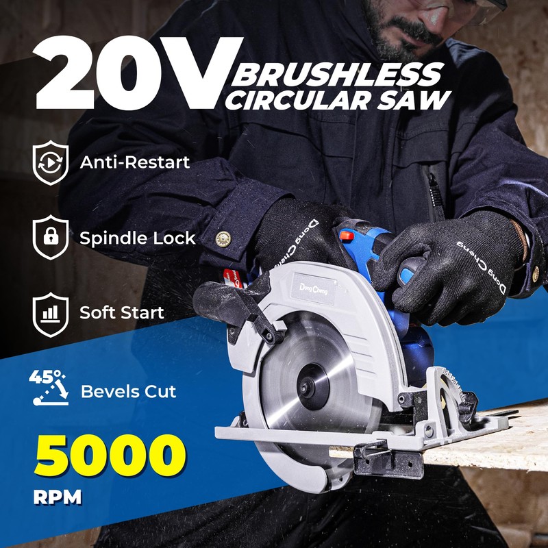 Dong Cheng Cordless Circular Saw 7-1/4-Inch 850W, Cutting Depth 65mm,
