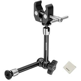NEEWER 9.8"/25cm Magic Arm with Super Clamp & Cleaning Cloth, 1/4" & 3/8" Threads for Flash/LED Light/Microphone/DSLR Camera Monitor Compatible with SmallRig Camera Cage, Max Load: 4.4lb/2kg, ST25C