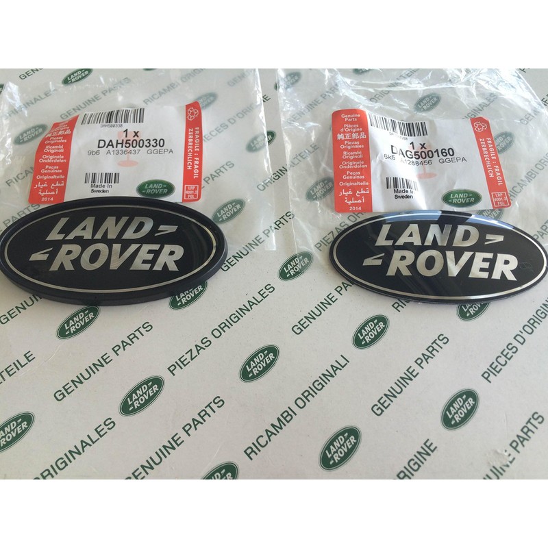 Land Rover About Oval Badges Black ON Silver -New Genuine