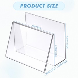 Vicenpal 20 Pcs Clear Acrylic Postcard Holder Business Card Holder Greeting Card Display Clear Business Card Stand Rack for Index Card Organizer Desk Table Home Office School, 6 x 4.25 x 4.5 Inch