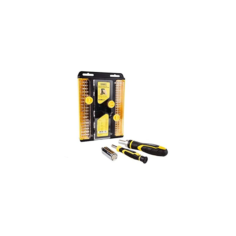 General Tools Ratcheting Screwdriver #WS-0201, 44 Piece Multibit Set with
