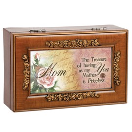 Cottage Garden Priceless Mother Woodgrain Embossed Petite Rose Music Box Plays Wind Beneath My Wings