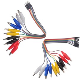 Geekstory Dupont Cable Breadboard Jumper Wire 10pin 20cm Male Female to 2 in 1 Alligator Clip 10Pin Plug Cable Bundle for Arduino Micro:bit Test Lead