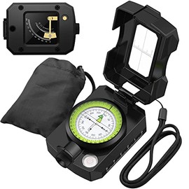 Proster Wanderkompass mit Neigungsmesser IP54 Wasserdichter Militärkompass Professioneller Kompass Multifunktioneller Handkompass mit Tragetasche für Camping Jagd Wandern Geologie Aktivitäten