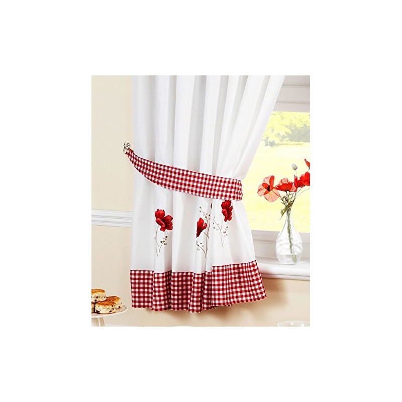 HomeSpace Direct Poppies Pencil Pleat Kitchen Pelmet 136 x 10