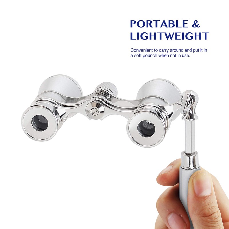 Aomekie Theatre Opera Glasses with Handle 3X25 Compact Folding Binoculars