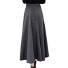 ZHANCHTONG Women's High Waist Plaid Wool Maxi Skirt Thickened A-Line