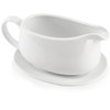 Buyajuju 25 oz Gravy Boat and Tray, Ceramic White Gravy