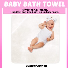 Reginary 4 Pack Baby Hooded Towels Coral Fleece Baby Bath Towels 30 x 30 Inch Soft Absorbent Hooded Bath Blanket for Newborn Toddler Infant Boy Girl Shower Gift Supplies (White, Pink)