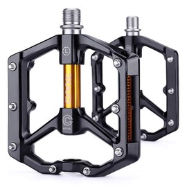 Road/Mountainou Bike Pedals - Aluminum Alloy Bicycle Pedals - Mountain Bike Pedal with Removable Anti-Skid Nails - Color: Black-Gray