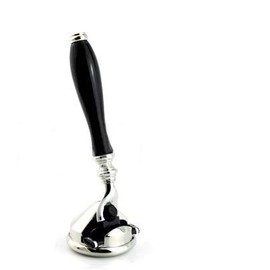 3-Rasierklingen Sicherheitsrasierer für Männer |Rasierer-Halter/Ständer aus Edelstahl |Schwarzer Designer-Rasiergriff