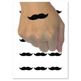 Mustache Solid Temporary Tattoo Water Resistant Fake Body Art Set Collection - 15 2" Tattoos (1 Sheet)