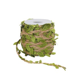 Tenn Well 66Ft Natural Jute Twine, 5MM Burlap Leaf Ribbon with Artificial Vine Green Leaves for Wedding Home Garden Jungle Safari Party Decorations