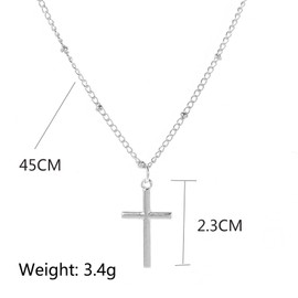 KFRS Tiny Cross Pendant Necklace Silver Small Beaded Necklaces Short Chain Jewellery for Women and Girls Adjustable Length Cross Chain with Pearl for Women (silvery)