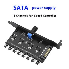 SinLoon PC 8 Channels Fan Hub Knob Cooling Fan Speed Controller for CPU Case HDD VGA PWM Fan PCI Bracket 12V Fan Control- SATA Interface Power Supply (SATA 1Knob)