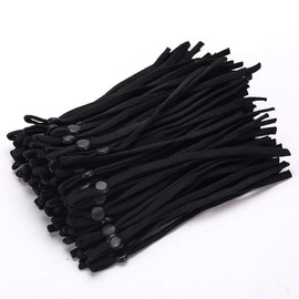 Hollosport 80PCS Extra Long Adjustable Elastic String for Face Masks 1/4 x 6 Inch, Soft Black Elastic Cord Ear Loops Straps Bands Ropes with Buckle Adjuster Lock for Craft Sewing