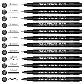 Keratobleem Calligraphy Pens, 12 Sizes, Black Calligraphy Set, Hand Lettering Pens, Lettering Pens Set, for Labelling, Beginners, Diary, Signature and Writing