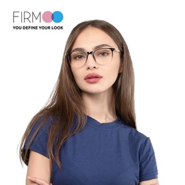 Firmoo Blue Light Filter Glasses Men Women Metal Full Rim Glasses Computer Glasses Against Eye Strain Anti-Reflective Nerd Glasses, brown