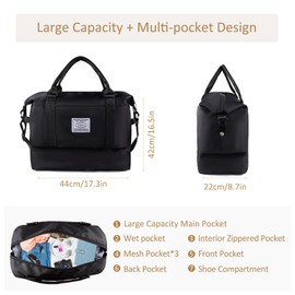 Artmitz Women’s Weekend Bag – Stylish Travel Duffel, Overnight Bag, Gym Bag, Sports Holdall with Cosmetic & Toiletry Bags – Perfect Carry-on & Weekender Bag