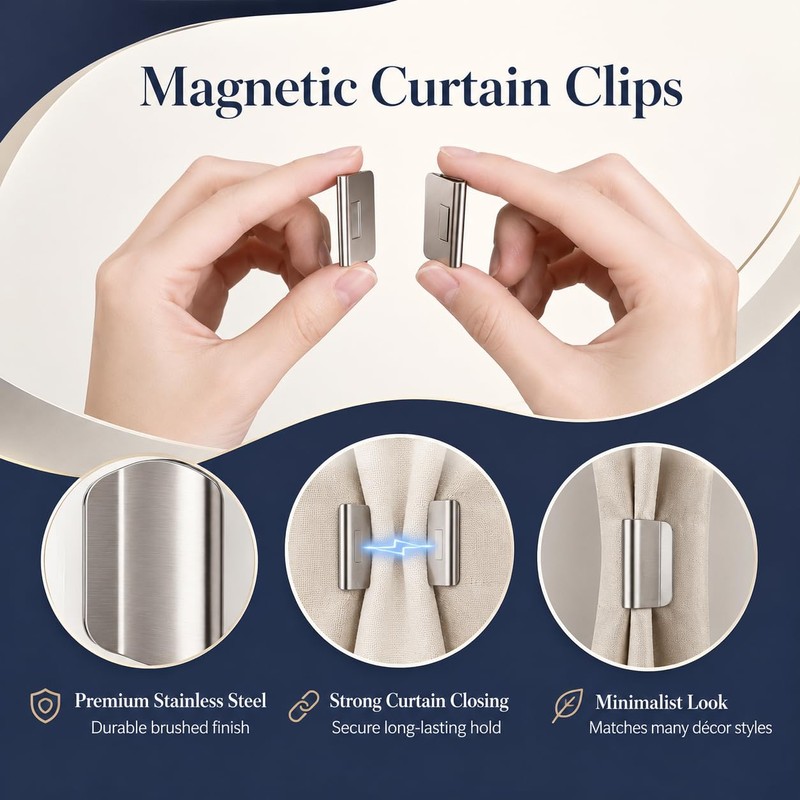 10pcs Curtain Clips, Magnetic Curtain Clips for Indoor, Outdoor, Bedroom