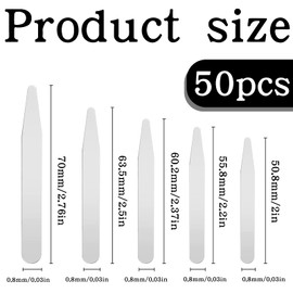 Collar stays, set of 50 collar stays for men's shirts in 5 sizes, men's collar stays, shirt collar insert, perfect collar reinforcement for the fit of the shirt collar, Synthetic Fiber, Citrine