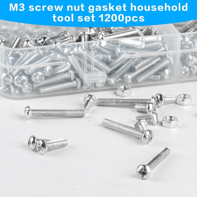 1200 Piece M3 Screw Set, Screw Set, Pan Head Screws