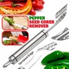 Pack of 2 Stainless Steel Pepper Seeds Corer Remover Jalapeno
