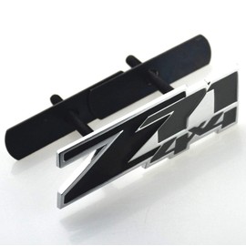 Aimoll 3 piezas de rejilla y calcomanías Z71 4x4 emblema insignia para GMC Chevy Silverado 1500 2500HD Sierra Tahoe Suburban (cromo negro)