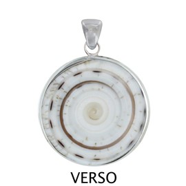 LES POULETTES BIJOUX - Sterling Silver 925 Pendant Disc and Natural Shell