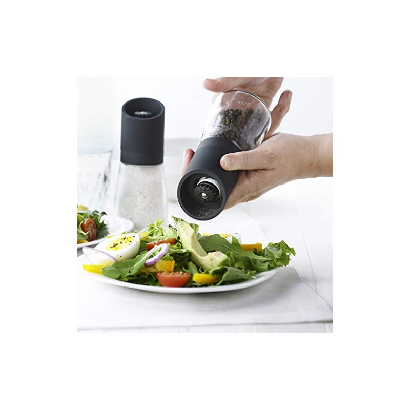 Trudeau Maison Glass and Black 6 inch Ceramic Grinder and