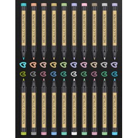 Lumeiy Metallic Marker Pens,20 Colours Gold Metallic Pen Set for Black Paper, Stone Painting, Guest Book, DIY Card Making, Scrapbooking, Crafts, for Metal, Wood