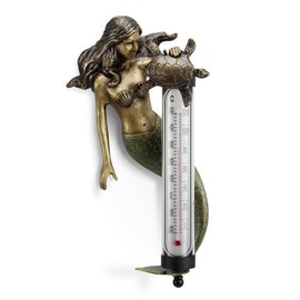 SPI Home Bronze Finish Cast Aluminum Mermaid Wall Mounted Thermometer