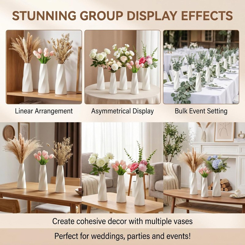 White Plastic Flower Vase with Narrow Neck