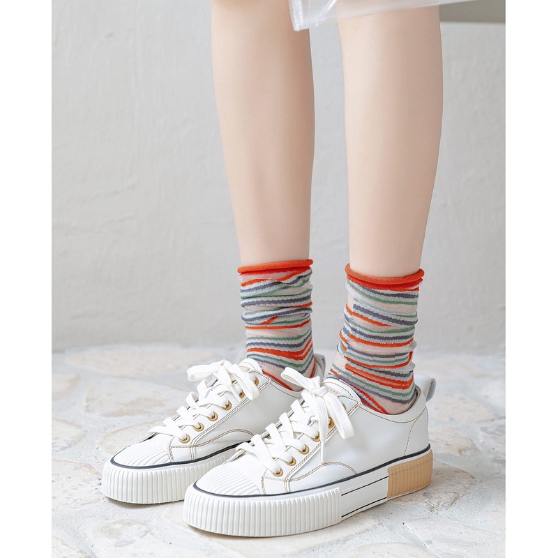 Comonsava Women's Socks, See-through Socks, Different Left and Right Patterns,