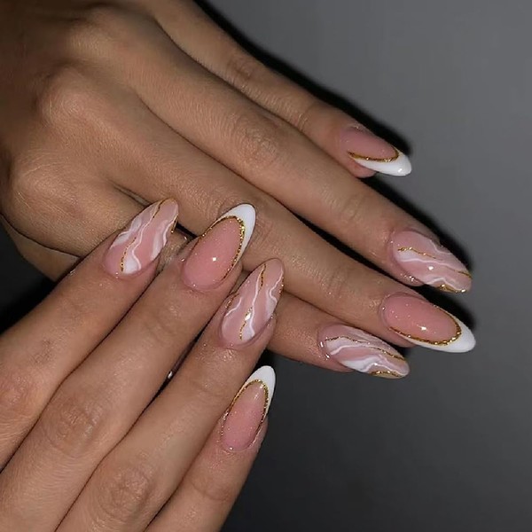 Short to medium length wearable nail, almond nail, easy to