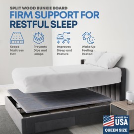 Greaton, Premium 38mm Split Wood Bunkie Board Queen Size Bed - 2-Piece Under Mattress Support Board, Fully Assembled, Fabric Ventilation Cover - Replaces Wooden Slats or Box Spring for Bed Frames