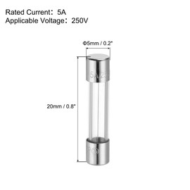 MECCANIXITY 5A 250V 5x20mm Time Delay Glass Fuse UL Listed Slow Blow Fuse for Home Appliances(Pack of 6)