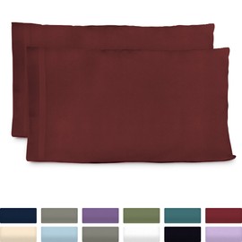 Cosy House Collection Luxury Bamboo Standard Size Pillowcases - Burgundy Pillowcase Set of 2 - Ultra Soft & Cool Hypoallergenic Natural Bamboo Blend Cover - Resists Stains, Wrinkles, Dust Mites