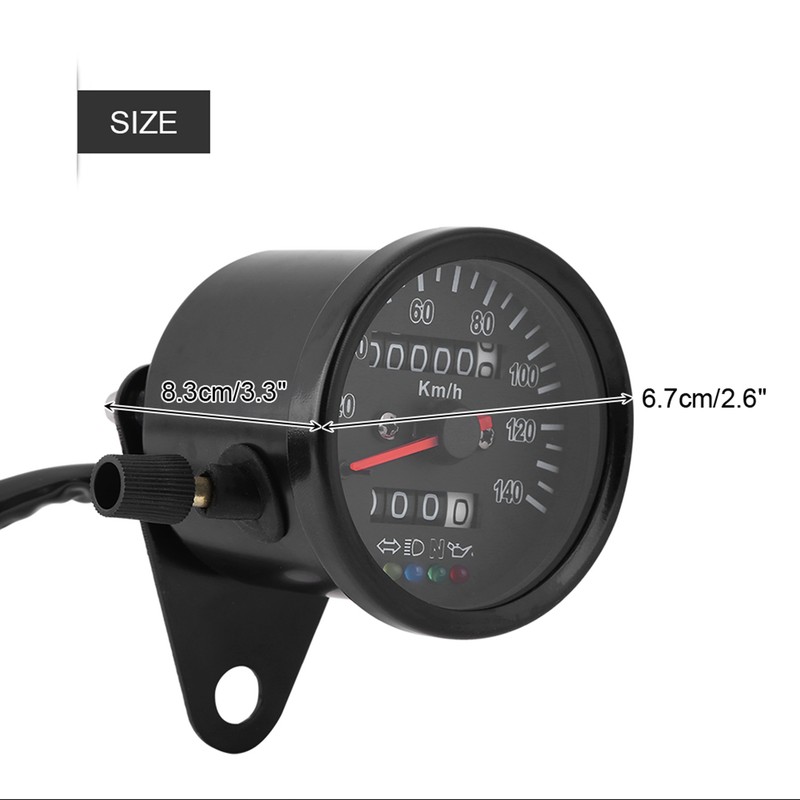 60mm Black Motorcycle Odometer Speedometer Gauge with indicator
