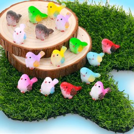 cobee Cute Miniature Bird Figurines, 16 Pieces Realistic Mini Bird Playset Bird Decorative Figurines Animal Model Ornament for Dollhouse Fairy Garden Home Decor Party Favor
