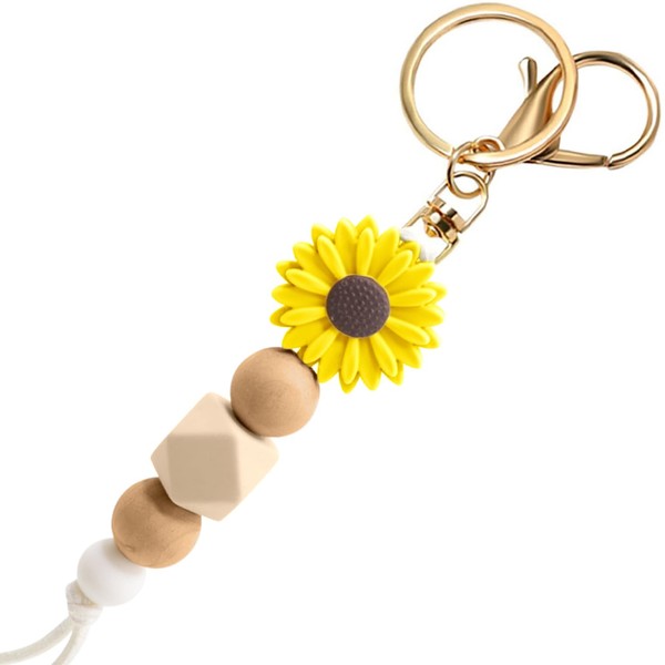 MyfavoriteK Flower Keychain Cute Silicone Beaded Keychain for Women Charms