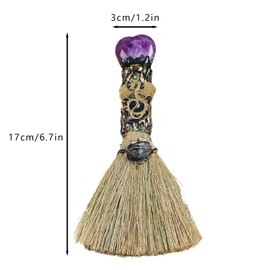 Xuoxeji Crystal Witch Wiccan Altar Broom,Witchcraft Witches Pagan Altar Decor, Handmade Ritual Magic Ceremonial (Amethyst)