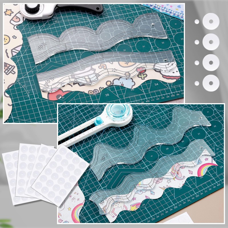 Kigley 4 Pcs Free Motion Quilting Templates Waves Acrylic Quilting