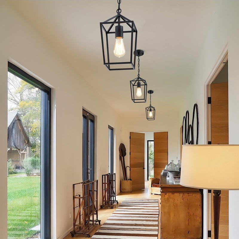 Sheetea 2-Pack Farmhouse Pendant Lights Kitchen Island, Black Pendant Light